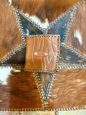 Vintage Brown Leather Cowboy Boot Bifold Wallet with Brass Accent